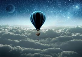 Фотообои Воздушный шар над облаками