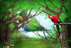 Фреска Лес с попугаями