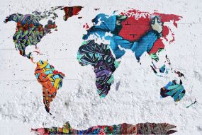 Фреска Граффити карта мира