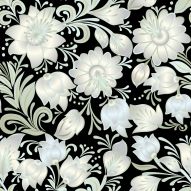 Фотообои Белые цветы на черном
