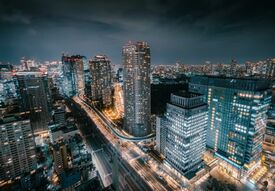 Фреска Вид на небоскребы Токио ночью