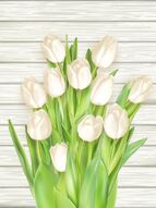 Фреска Букет тюльпанов на белых досках