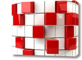 Картина 3д стена красные кубы