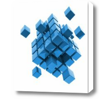 Картина 3D синий куб